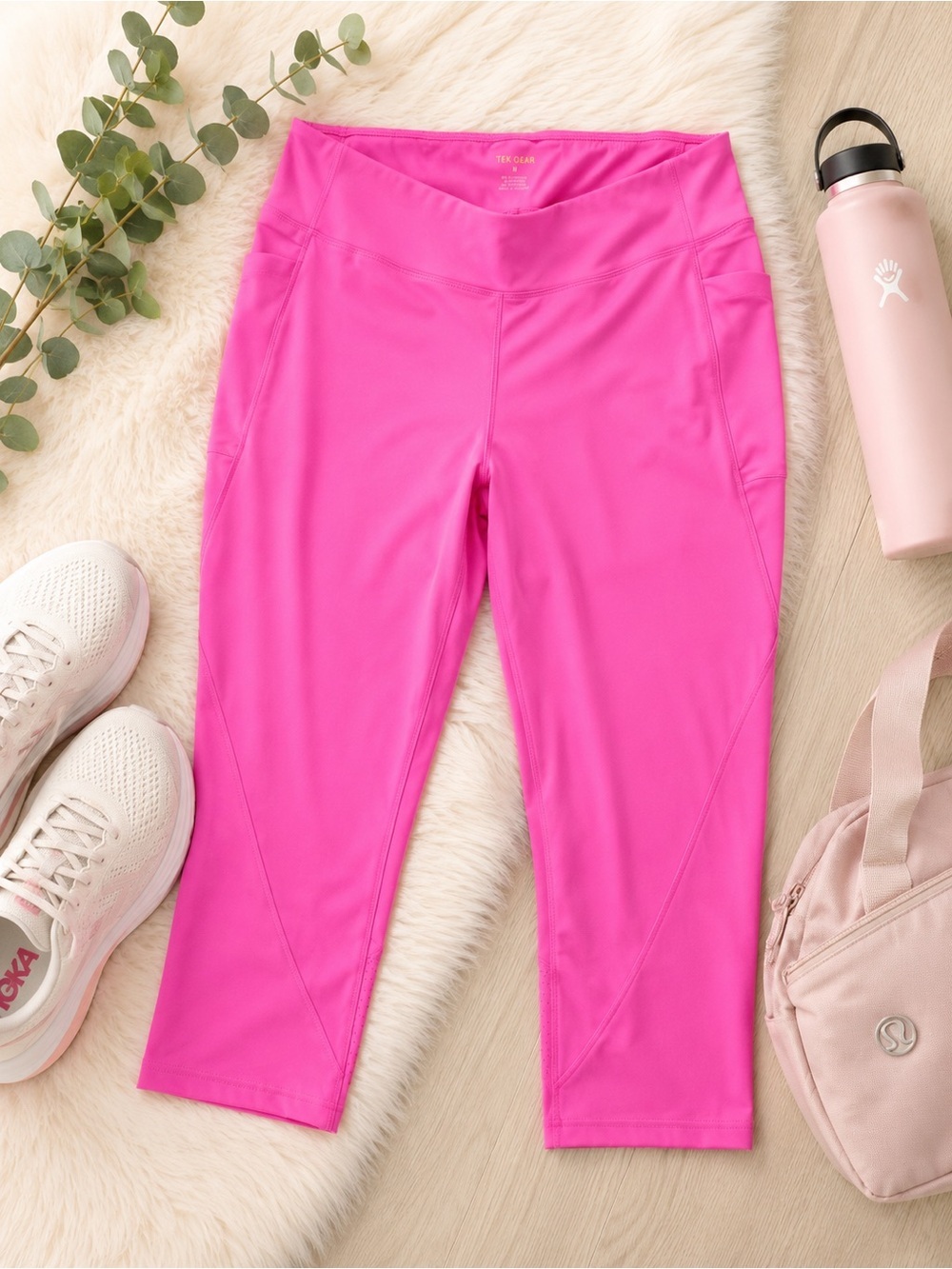 Tek Gear Hot Pink Cropped Leggings with Wide Waistband